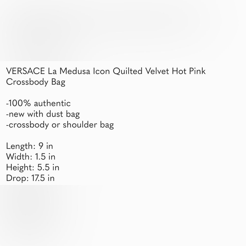 Versace La Medusa Velvet Pink💞NWT PURSE - Picture 3 of 17